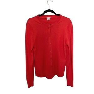 J. Crew Women's Orange Cotton Cardigan Sweater Size Medium